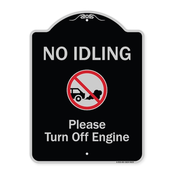 Designer Series-No Idling Please Turn Off Engine With Graphic, 24" x 18", BS-1824-9829